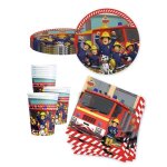 Vaisselle jetable - kit anniversaire vaisselle jetable sam le pompier