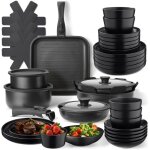 Vaisselle ? tectake ? ensemble de vaisselle en gr�s �maill� 41 pi�ces avec casseroles po�les et couvercles ...