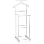 Valet de chambre medina chevalet de nuit double portant pour vêtements en mdf et métal laqué blanc Valet de chambre medina chevalet de nuit double portant pour vêtements en mdf et métal laqué blanc