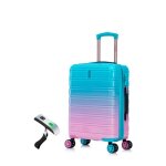 Valise cabine 55x35x25cm en polycarbnate bagages � main cadenas tsa turquoise