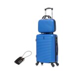 Valise cabine 55x35x25cm avec vanity valise celims week - end abs cadenas 4 roues 360 bleu