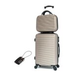 Valise cabine 55x35x25cm avec vanity valise celims week - end abs cadenas 4 roues 360 champagne
