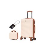 Valise cabine 55x35x25cm avec vanity valise celims week - end abs cadenas 4 roues 360 cr�me