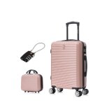 Valise cabine 55x35x25cm avec vanity valise celims week - end abs cadenas 4 roues 360 rose gold