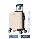 Valise cabine ryanair 40x30x20 cm ? abs rigide l�ger ? 4 roues double amovible ? blanc - trolley adc ...