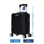 Valise cabine ryanair 40x30x20 cm ? abs rigide l�ger ? 4 roues double amovible ? noir - trolley adc ? ...