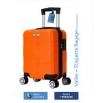 Valise cabine ryanair 40x30x20 cm ? abs rigide l�ger ? 4 roues double amovible ? orange - trolley adc ...