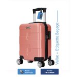 Valise cabine ryanair 40x30x20 cm ? abs rigide l�ger ? 4 roues double amovible ? rose - trolley adc ? ...