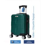 Valise cabine ryanair 40x30x20 cm ? abs rigide l�ger ? 4 roues double amovible ? vert - trolley adc ? ...