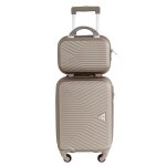 Valise cabine et vanity xs alistair - collection iron - 4 roues - abs ultra rsistant - champagne