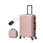 Valise moyenne 20kg 65cm avec vanity valise celims week - end abs cadenas rose gold