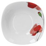 Bol de service - van well - monika - 1. 25l - porcelaine - design carré avec coquelicots Bol de service - van well - monika - 1. 25l - porcelaine - design carré avec coquelicots