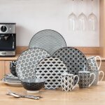 Vancasso assiette s�rie haruka 16pcs service complet de table porcelaline style japonais pour 4 personnes ...