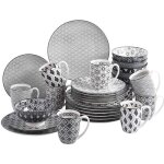 Vancasso haruka 32pcs service de table porcelaline 8pcs assiettes plate creuse bols  miso mug tasse ...