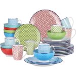 Vancasso srie macaron service complet vaiselle en porcelaine pour 8 personnes 32 pices assiette plate ...