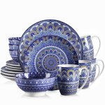 Vancasso srie mandala service de table en porcelaine 16 pices pour 4 personnes assiette plate assiette ...