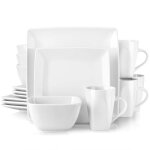 Vancasso srie soho service de table blanc 16 pices pour 4 personnes assiette porcelaine carre avec ...