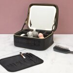 Vanity - cosmetic club - modulable - miroir led - noir - h115 x l26 x p215 cm