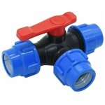 Vanne � bille � trois voies � raccordement rapide 32 mm pour tuyau pvc / pe avec interrupteur rapide ...
