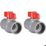 Vanne � boisseau sph�rique pvc - virex� - 50 mm - poign�e en t - lot de 2 pi�ces - colle adh�sive