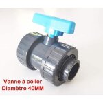 Vanne � coller 40mm 11 / 4 double union d�montable pvc pression pn16 vanne � boisseau / arrosage ou piscine ...