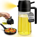 Vaporisateur d?huile cuisine 2 en 1 - noir ? spray + verseur ? 500 ml ? verre qualit� pro ? accessoire ...