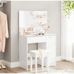 Vasagle coiffeuse, 1 tiroir, miroir avec 2 étagères, sans tabouret, placard de rangement, 80 x 40 x 132 ... Vasagle coiffeuse, 1 tiroir, miroir avec 2 étagères, sans tabouret, placard de rangement, 80 x 40 x 132 ...