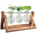 Vases ampoule en verre ampoule de verre pot de fleurs avec support en bois et mtal tige pour plantes ...