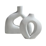 Vase en cramique - dcoration - 2 pices - taille 9. 8 - 15cm - style contemporain - blanc