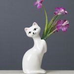 Vase en cramique mignon animal chat en forme de mini fleur titulaire sch floral vase fleur plantes ...