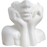 Vase en c�ramique pour visage vase � fleurs blanc pour d�coration vase � t�te de femmevase � fleurs d�coratif ...