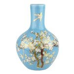 Vase chinois - fine asianliving - fait main - d24 x h36 cm - bleu - porcelaine