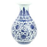 Vase chinois porcelaine lotus bleu blanc d20xh31cm