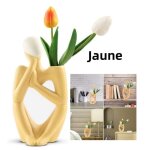 Vase d�coratif - humano�de - c�ramique - jaune - vintage - mini vase polyvalent
