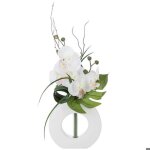 Vase orchid�es artificielles blanc vase c�ramique h44cm - atmosphera createur dinterieur - blanc