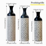 Vase de sol d�coratif en m�tal - rncyn - ensemble de 3 - 50 / 66 / 83 cm - noir blanc - motifs g�om�triques ...