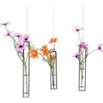 Vases pour tubes � essai en verre transparent en fer forg� - lot de 3 (3 tailles) - zgeer - noir