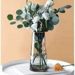 Vase en verre - d�cor dor� - fait � la main - 22 cm - design contemporain - gris