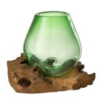 Vase en verre sur racine gamal 19cm vert