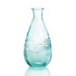 Vase vintage en verre � reliefs - bleu - 75 x 158 cm