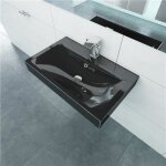 Vasque  poser en cramique noir perage pour la robinetterie 60x46cm