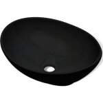 Vasque à poser en céramique ovale noire - luxueuse - 40 x 33 cm Vasque à poser en céramique ovale noire - luxueuse - 40 x 33 cm