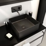 Vasque  poser rectangle en cramique noire - 36. 5x36. 5x10. 7cm - squarish dark