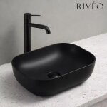 Vasque � poser rectangulaire noire mate 455 x 325 cm en c�ramique avec bonde noire