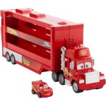 Vhicule mini transporteur mack - cars - mattel - rouge - capacit de transport 18 vhicules