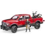 V�hicule ram 2500 power wagon avec moto scrambler ducati desert sled et personnage - bruder