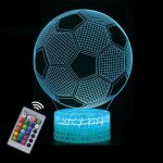 Veilleuse 3d - football - lampe nuit - 9 couleurs - t�l�commande - �cologique