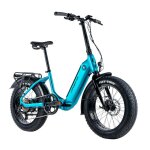 Velo electrique - vae pliant fat bike 20 leader fox cody 2024 mixte bleu clair 7v moteur roue ar bafang ...