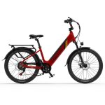 V�lo �lectrique de ville lankeleisi es500pro batterie 48 v 145 ah 24 po rouge