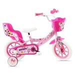V�lo enfant 12 minnie / disney ( taille < 90 / 95 cm ) �quip� de 1 frein avant panier avant porte poup�e ...